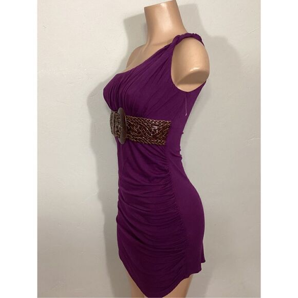 New. SKY purple Grecian style dress with leather. Normally $224. Medium - Picture 7 of 9